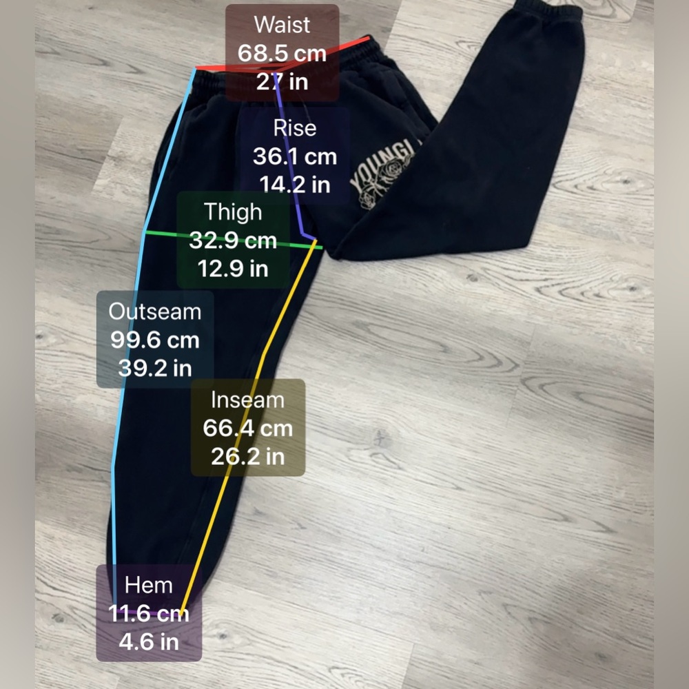 YoungLA Joggers Sweatpants Mens Medium Black Young Ambitious Club Graphic 722 - Picture 4 of 7